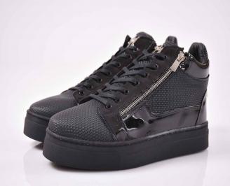 Мъжки обувки спортни обувки естествена  кожа черни EOBUVKIBG