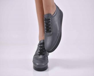 Дамски равни обувки естествена кожа сиви EOBUVKIBG