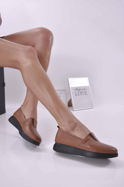 Дамски обувки естествена кожа кафяви EOBUVKIBG