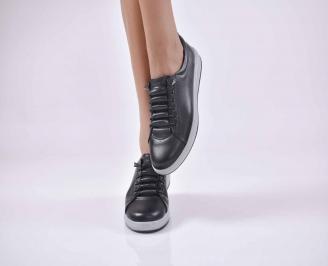 Дамски обувки равни естествена кожа черни  EOBUVKIBG