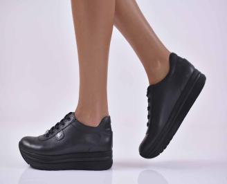 Дамски равни обувки естествена кожа черни  EOBUVKIBG
