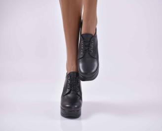 Дамски обувки на платформа  естествена кожа  черни EOBUVKIBG