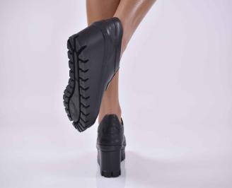 Дамски обувки на платформа  естествена кожа  черни EOBUVKIBG 3