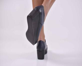 Дамски обувки на платформа естествена кожа черни  EOBUVKIBG 3