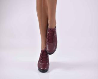 Дамски равни обувки Гигант естествена кожа бордо EOBUVKIBG