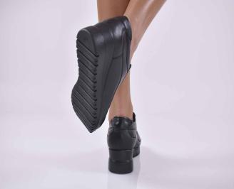 Дамски обувки на платформа естествена кожа черни  EOBUVKIBG