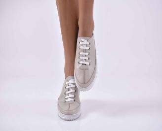 Дамски равни обувки естествена кожа бежoви EOBUVKIBG