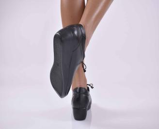 Дамски равни обувки естествена кожа черни EOBUVKIBG 3