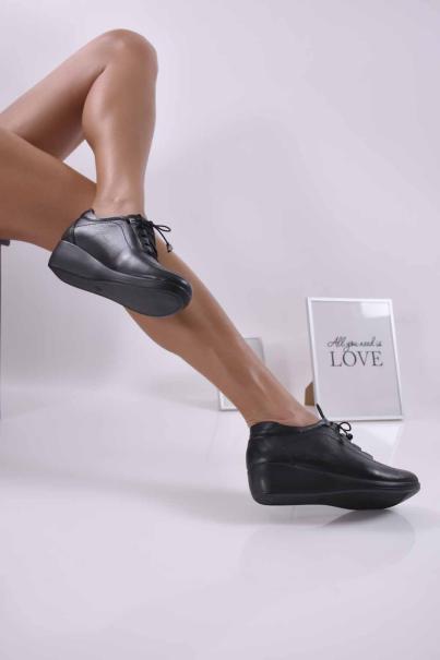 Дамски равни обувки естествена кожа черни EOBUVKIBG