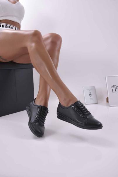 Дамски равни обувки естествена кожа  Гигант черни EOBUVKIBG