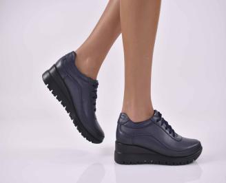 Дамски обувки на платформа естествена кожа Гигант сини  EOBUVKIBG