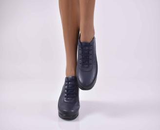 Дамски обувки на платформа естествена кожа Гигант сини  EOBUVKIBG