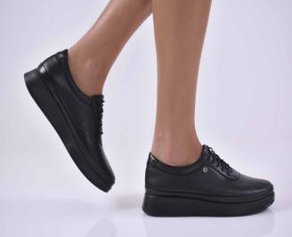 Дамски равни обувки естествена кожа Гигант черни EOBUVKIBG