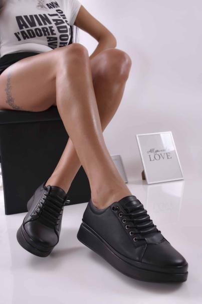 Дамски равни обувки естествена кожа  Гигант черни EOBUVKIBG