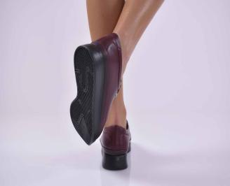 Дамски равни обувки естествена кожа бордо  EOBUVKIBG 3