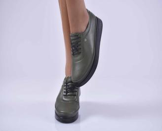 Дамски равни обувки естествена кожа зелени  EOBUVKIBG