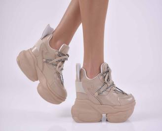 Дамски обувки на платформа бежови  EOBUVKIBG