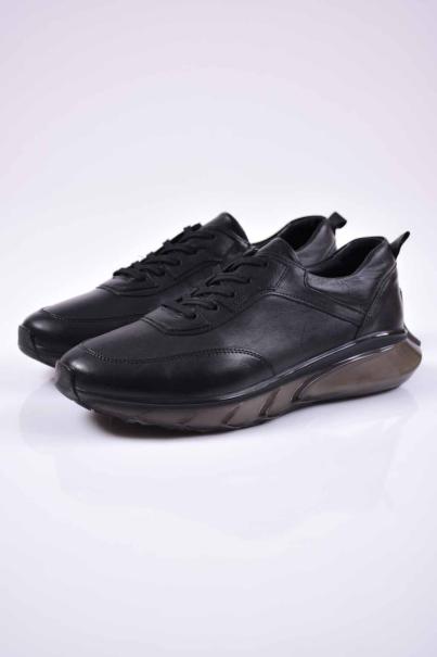 Мъжки спортно елегантни обувки естествена кожа черни EOBUVKIBG