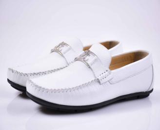 Мъжки спортно елегантни обувки естествена кожа бели EOBUVKIBG