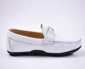 Мъжки спортно елегантни обувки естествена кожа бели EOBUVKIBG