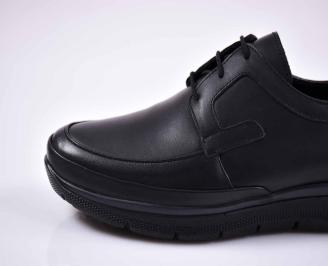 Мъжки ежедневни обувки естествена кожа черни EOBUVKIBG