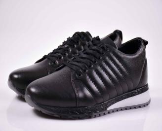 Мъжки спортно елегантни обувки естествен набук черни  EOBUVKIBG