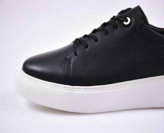 Мъжки спортни обувки естествена кожа черни EOBUVKIBG