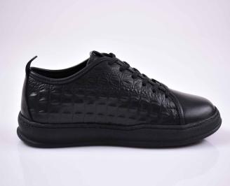 Мъжки спортни обувки естествена кожа черни EOBUVKIBG
