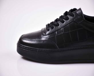 Мъжки спортни  обувки естествена кожа черни EOBUVKIBG