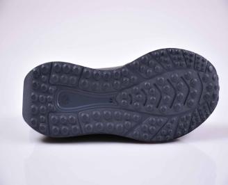 Мъжки спортно елегантна обувка естествена кожа черна EOBUVKIBG