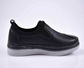 Мъжки спортно елегантни обувки естествена кожа черни EOBUVKIBG