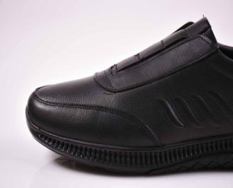 Мъжки спортно елегантни обувки гигант естествена кожа черни EOBUVKIBG