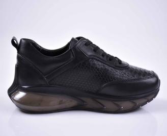 Мъжки спортно елегантни обувки естествена кожа черни EOBUVKIBG 3