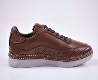 Мъжки спортно елегантни обувки естествена кожа кафяви EOBUVKIBG 3