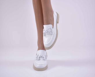 Дамски  ежедневни  обувки естествена кожа  бели  EOBUVKIBG