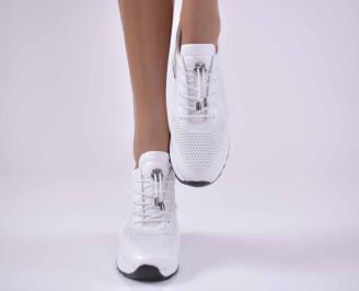 Дамски обувки с ортопедична стелка естествена кожа бели  EOBUVKIBG