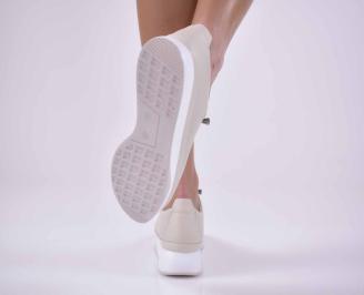 Дамски  равни обувки естествена кожа бежово  EOBUVKIBG