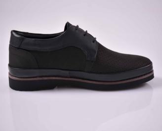 Мъжки спортно елегантни обувки естествен набук черни EOBUVKIBG 3