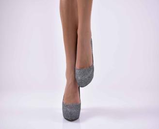 Дамски елегантни обувки сребристи  EOBUVKIBG