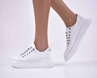 Дамски спортни обувки естествена кожа бели EOBUVKIBG