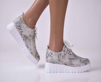 Дамски обувки на платформа естествена кожа сиви EOBUVKIBG
