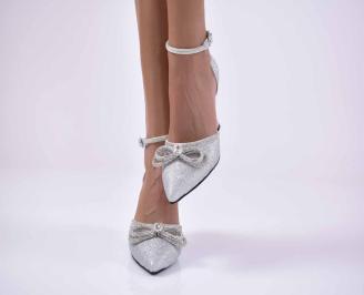 Дамски елегантни сандали сребристи EOBUVKIBG