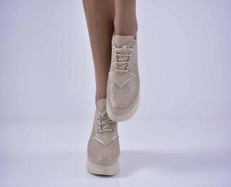 Дамски обувки  естествена кожа бежови EOBUVKIBG