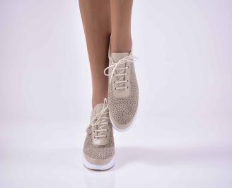Дамски спортни обувки естествена кожа бежови EOBUVKIBG