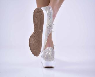 Дамски спортни обувки естествена кожа златисти EOBUVKIBG
