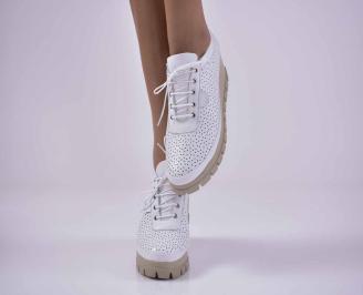 Дамски обувки на платформа естествена кожа бели EOBUVKIBG