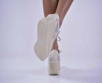 Дамски обувки на платформа естествена кожа бежови EOBUVKIBG 3