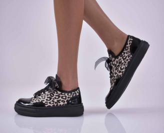 Дамски равни  обувки  естествена кожа черни EOBUVKIBG