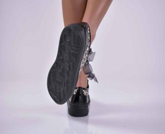 Дамски равни  обувки  естествена кожа черни EOBUVKIBG
