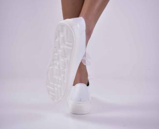 Дамски равни  обувки  естествена кожа бели EOBUVKIBG